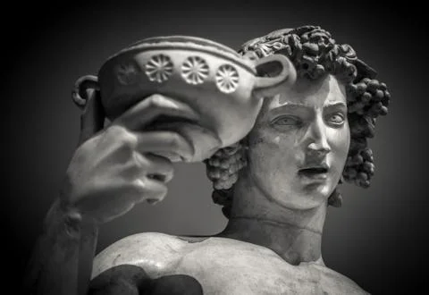 Dionysus Bacchus Wine statue portrait Stock Photos
