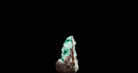 Dioptase crystal on white calcite rotating 360° Stock Footage 237598741