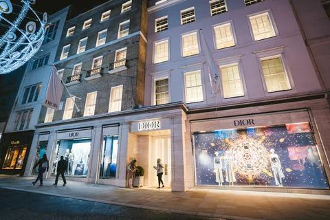 Dior Store in the evening closed during the covid 19 lockdown Stock Photos