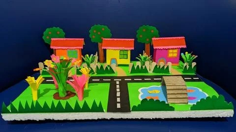 Diorama of a simple house Stock Illustration