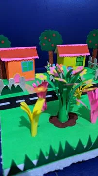 Diorama of a simple house Stock Photos