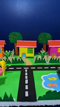 Diorama of a simple house Stock Photos