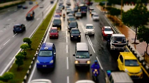 Diorama Tilt Shift Miniature Traffic At JalanTunRazak 02 Video stock 44404493