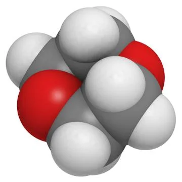 Dioxane molecule, chemical structure Illustration