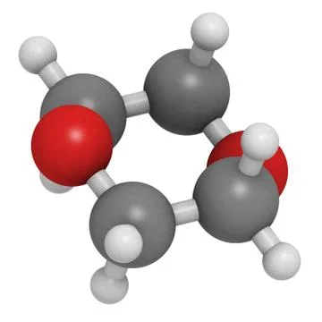 Dioxane molecule, chemical structure Illustration