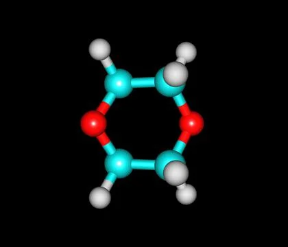 Dioxane molecule isolated on black Stock Illustration
