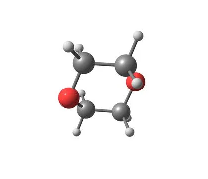 Dioxane molecule isolated on white Stock Illustration