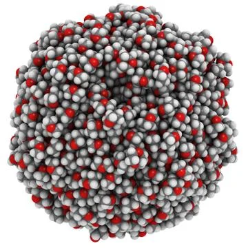 Dioxane molecules, liquid sphere model. Stock Illustration