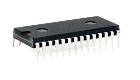 Dip-28 chip over white Stock Photos