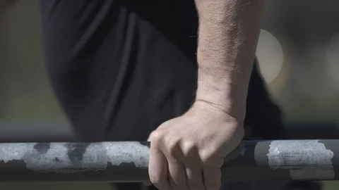 Dip excercise on the bars, stock video Stock Footage 105595711