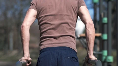 Dip excercise from behind, stock video Stock Footage 105599282