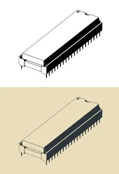 DIP socket with chip illustrations Stock Illustration