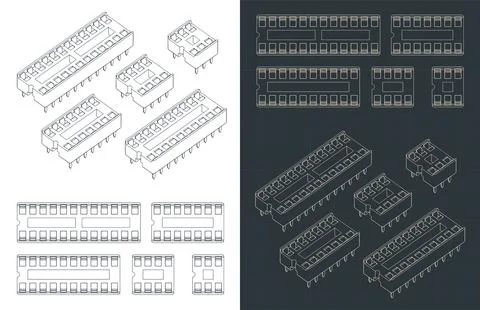 DIP sockets blueprints Stock Illustration