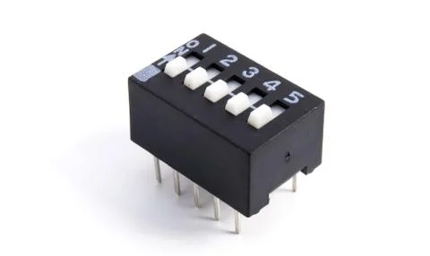 DIP switch version SPST on white background Stock Photos