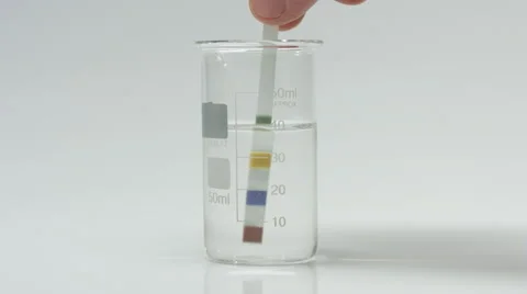 Dip test strip in water sample Stock Footage