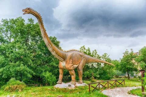 Diplodocus dinosaur inside a dino park in southern Italy Stock Photos