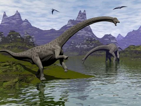 Diplodocus dinosaurs - 3D render Stock Illustration