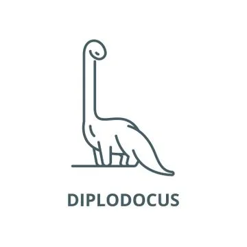 Diplodocus vector line icon, linear concept, outline sign, symbol Stock Illustration