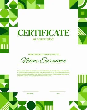 Diploma of achievement with geometric pattern Stock Illustration