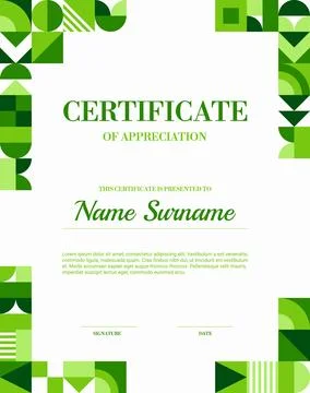 Diploma of appreciation with Bauhaus pattern Stock Illustration