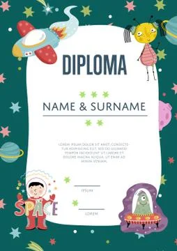 Diploma Cartoon Vector Template Stock Illustration