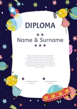 Diploma Cartoon Vector Template Stock Illustration