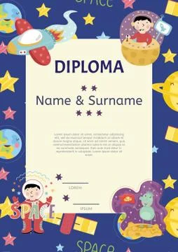 Diploma Cartoon Vector Template Stock Illustration