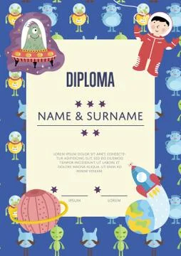 Diploma Cartoon Vector Template Stock Illustration