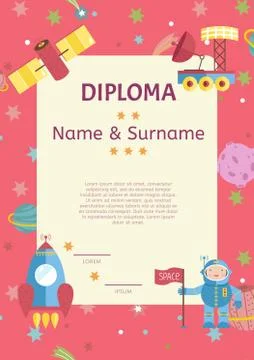 Diploma Cartoon Vector Template Stock Illustration