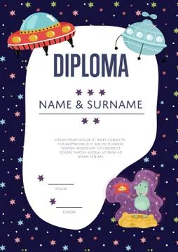Diploma Cartoon Vector Template Stock Illustration
