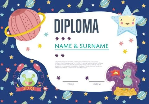 Diploma Cartoon Vector Template Stock Illustration