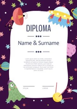 Diploma Cartoon Vector Template Stock Illustration