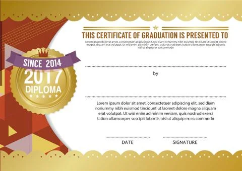 Diploma Certificate Blank Template Vector Illustration Stock Illustration