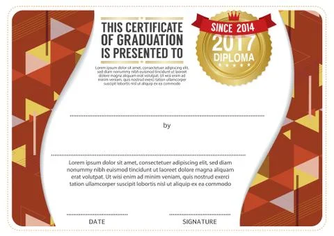 Diploma Certificate Blank Template Vector Illustration Stock Illustration