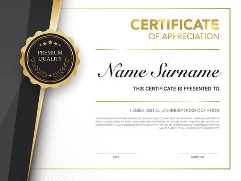 Diploma certificate template black and gold color with luxury and modern st.. Stock Illustration