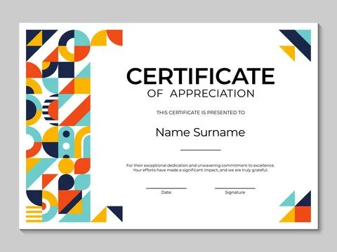 Diploma certificate template, geometric pattern 스톡 일러스트