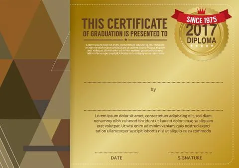 Diploma Certificate Template With Modern Pattern Vector Illustration Stock Illustration