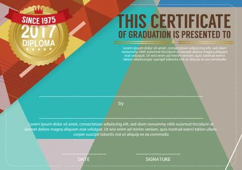 Diploma Certificate Template With Modern Pattern Vector Illustration Stock Illustration