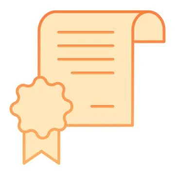Diploma document flat icon. Certified paper vector illustration isolated on Stock Illustration