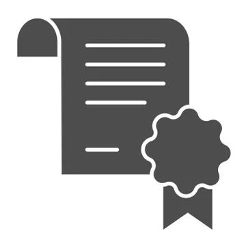 Diploma document solid icon. Certified paper vector illustration isolated on Stock Illustration