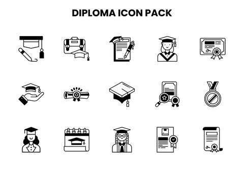 Diploma DuoTone Bundle Icons Pack Stock Illustration