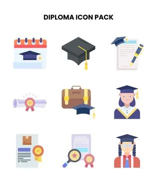 Diploma Flat Icons Pack Stock Illustration