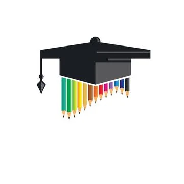 Diploma hat pencil vector concept design template Stock Illustration