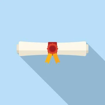 Diploma roll icon flat . Test study イラスト素材