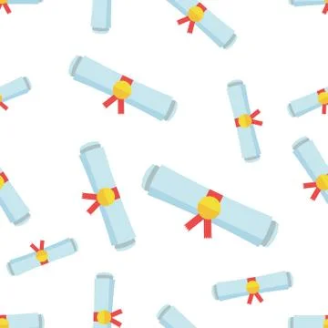 Diploma rolled scroll seamless pattern background icon. Business flat vector  Stock Illustration
