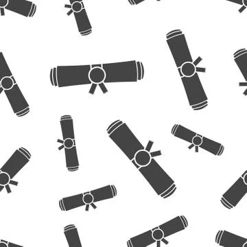 Diploma rolled scroll seamless pattern background icon. Business flat vector  Illustrazione stock