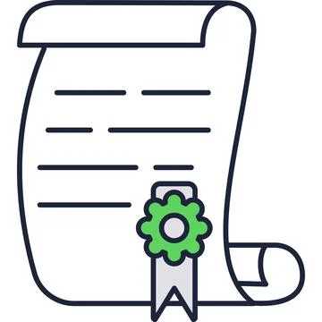 Diploma scroll certificate vector icon on white Illustrazione stock