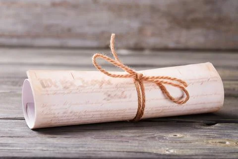 Diploma scroll close-up. Stock Photos