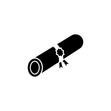 Diploma Scroll with Ribbon, Certificate Solid Flat Vector Icon Isolated on .. Stock Illustration