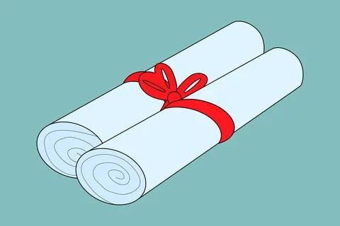 Diploma Scrolls with Red Ribbon Vector Art Stockillustratie